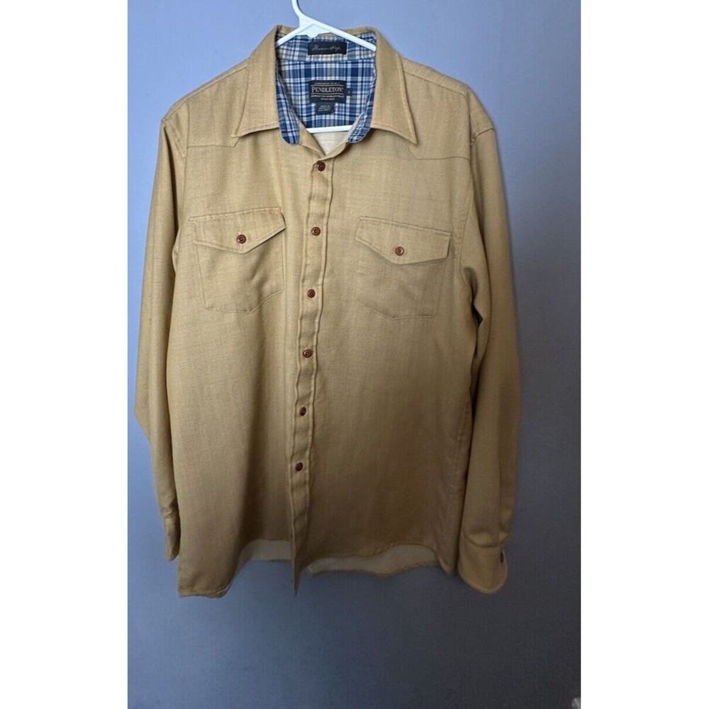 Thomas Kay Pendleton Wool Button Up Shirt Size Large Brown Long Sleeve